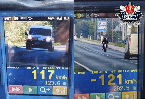 samochód i motocykl zarejestrowani na mierniku laserowym Policji