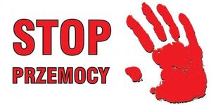 czerwona ręka i czerwony napis stop przemocy na białym tle
