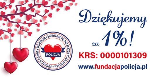 zdjęcie przedstawiające drzewko które zamiast liści ma serduszka a obok po prawej stronie logo fundacji z sercem i napisem policja