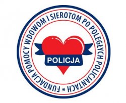 logo fundacji w postaci czerwonego serca wraz z napisem policja