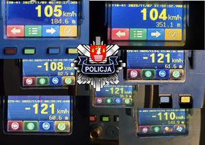 zdjęcia zarejestrowanych mierników prędkości i pojazdów