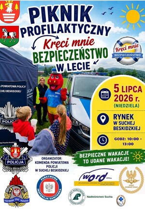 Plakat bezpieczne wakacje 2026