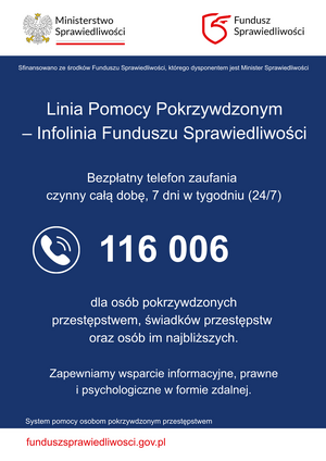plakat Linia Pomocy Pokrzywdzonym