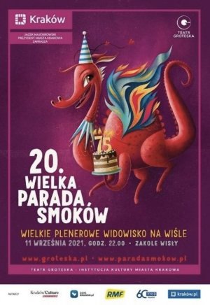 plakat teatru groteska promującego paradę smoków w dniu 11 września 2021 roku o godzinie 22