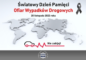 zdjęcie przedstawiająca mapę świata z napisem światowy dzień ofiar wypadków drogowych