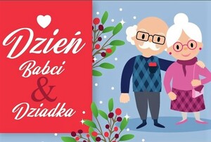 grafika przedstawiająca babcię i dziadka na kartce z okazji ich święta