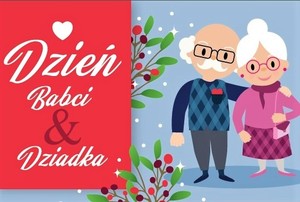 grafika przedstawiająca babcię i dziadka na kartce z okazji ich święta