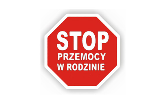 Zdjęcie przedstawiające znak przypominający znak drogowy stop tylko w jego treści jest Stop przemocy w rodzinie