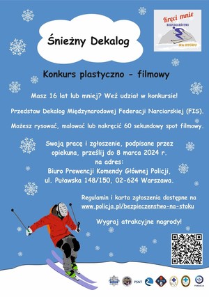 zaproszenie do konkursu o nazwie śnieżny dekalog z informacjami niezbędnymi do wzięcia udziału